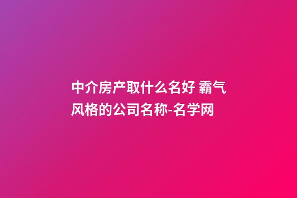 中介房产取什么名好 霸气风格的公司名称-名学网-第1张-公司起名-玄机派